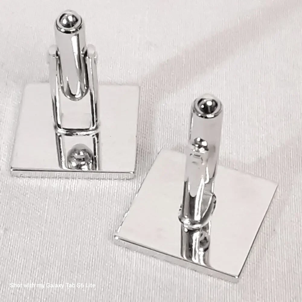 💎Dante Cuff Links Brushed Silver Tone Squares